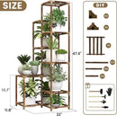HOMKIRT Tall Corner Plant Stand with Grow Lights, Plant Shelf Indoor for Multiple Plants, Wood Plant Ladder Rack Holder Display Flower Stand for Living Room Balcony by GreenHaven Gardens