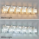 Modern Bathroom Vanity Light 6-Lights Brushed Nickel Vanity Light Crystal Wall Light Bathroom Light Fixtures by CozyNest Decor