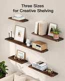 AMADA HOMEFURNISHING Wall Shelves Set of 6, Rustic Farmhouse Floating Shelves for Bedroom, Bathroom & Living Room, Brown Wood by TinyTreasures Baby Boutique