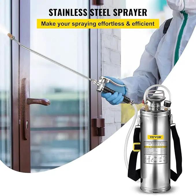Happybuy 3 Gallon Stainless Steel Sprayer, 20" Wand & 3FT Reinforced Hose, Hand Pump Sprayer with Pressure Gauge, Safety Valve & Adjustable Nozzle, Weed Sprayers for Lawn, Gardening & Sanitizing, photo 2 of 9