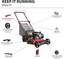 PowerSmart Gas Lawn Mower 21-inch with 140cc Briggs and Stratton E550 Engine, 3-in-1 Push Mower with Mulch, Bagger, Side-Discharge by GreenHaven Gardens