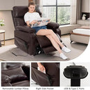 Dual Motor Power Lift Recliner Chair for Adult & Elderly, Infinite Position Lay Flat Lift Chair with Heat & Massage, Cup Holder, Lumbar Pillow, Wireless Charger, USB Ports, Leather (Brown) by CozyNest Decor