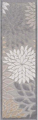 Beverly Rug Outdoor Runner Rug 2x7 Modern Floral Tropical Area Rugs for Indoor and Outdoor Patio Easy to Clean Non Shedding Living Room Porch Garden Washable Outside Carpet (2 x 7 Gray) by CozyNest Decor