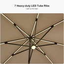 PURPLE LEAF 10 Feet Patio Umbrella Outdoor Cantilever Solar Powered LED Square Umbrella Aluminum Offset Umbrella with 360-degree Rotation for Garden Deck Pool Patio, Beige