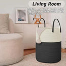 Large Woven Laundry Basket Hamper,100L Cotton Rope Storage Bin for Blankets,Toys and Clothes,Decorative Tall Nursery Hamper for Living Room,Baby Nursery,Bathroom and Bedroom,White and Black by CozyNest Decor