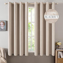 MIULEE Linen Textured Curtains for Bedroom Solid 100% Blackout Thermal Insulated Natural Beige Grommet Room Darkening Curtains & Drapes Luxury Decor for Living Room Nursery 52 x 54 Inch (2 Panels) by TinyTreasures Baby Boutique