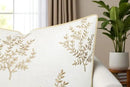 VAGMINE Embroidered Leaves Throw Pillow Cover - 20x20 Inches Square - 100% Cotton Ivory Cushion Cover - Delicate Leaf Stitchwork - Chic Home Accent for Sofa, Lounge, Rustic Farmhouse Décor by CozyNest Decor