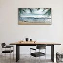 Framed Tropical Beach Wall Art - Ocean Waves Canvas Pictures Coastal Blue Sky and Sea Print Seaside Palm Tree Leaves Scene Painting Artwork Living Room Bedroom Office Home Decor 24" x 48" by CozyNest Decor