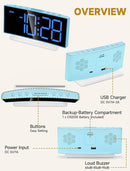 Cadmos Loud Alarm Clock for Heavy Sleepers Adults,Kids,Teens,Digital Desk Clock with USB Port,Large Numbers,7 Color Night Light,Modern Electronic Plug in Simple Clock for Bedroom(Blue+Dynamic) by TinyTreasures Baby Boutique