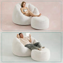 Giant Bean Bag Swivel Chair for Adults - Comfy Plush Round Shell Soft Accent Chaise Lounge Indoor Chair, Oversized Cozy Floor Sofa for Living Room, Bedroom & Game Rooms, Beige by CozyNest Decor