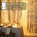 JMEXSUSS 900 LED Outdoor Christmas Curtain Lights, 9.5x29.5ft Christmas Lights Plug in with Remote, Twinkle Hanging String Light for Bedroom Wall Wedding Backdrop Window Gazebo Decor, Warm White by CozyNest Decor