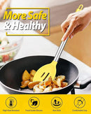 Pack of 2 Large Silicone Cooking Spoons,Non Stick Solid Basting Spoon,Heat-Resistant Kitchen Utensils for Mixing,Serving,Draining,Stirring (YELLOW) by CozyNest Decor