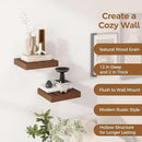 Fun Memories 12 Inch Floating Shelf, Rustic Wood Wall Shelves for Wall Decor & Storage, 12 x 12 Floating Shelf for Living Room, Bathroom, Bedroom, Walnut, Set of 2 by CozyNest Decor