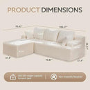 Hobestluk Modular Sectional Sofa Couches 108" L-Shape Couch 3 Seat Modular Sofa Memory Foam Sectional Couches for Living Room, Boneless Couch with Oversized Chaise (White, Left Facing) by CozyNest Decor