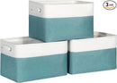 Kntiwiwo Foldable Storage Bins 15" x 10" x 9.5" Fabric Storage Basket Cube with Handles Large Linen Closet Organizer Bins for Organizing Shelf Home, Set of 3, Teal by CozyNest Decor