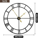 LEIKE 40 Inch Extra Large Modern Wall Clock, Oversize Rustic Round Nearly Silent Battery Operated, Black Metal Roman Numerals Wall Clocks for Living Room, Bedroom, Entrance Home Decor by CozyNest Decor
