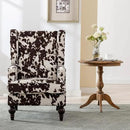 Mid-Century Accent Chair, Upholstered Arm Chair Linen Fabric Side Chair with High Back Solid Wooden Legs, Comfy Reading Chair for Living Room Bedroom, Milk Cow by CozyNest Decor