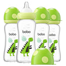 YOHKOH Natural Glass Baby Bottle with Natural Response Nipple, Newborn Anti-Colic Baby Bottles, Wide Neck Mushroom Cap Baby Bottle, Clear (8.8ounce (Pack of 4), Green2) by TinyTreasures Baby Boutique