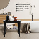 VVW 19 Inch 2-Tier Bamboo Shower Bench - Bathroom Bench Seat with Storage Shelf, Wooden Spa Seat with Non-Slip Feet Bath Stool for Adults Women Elderly, (Black) by TinyTreasures Baby Boutique