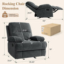 Nursery Rocking Chairs,Velvet Rocker Recliner Nursing Chair,Oversized Nursery Recliner Glider Chair with Extra Wide Footrest for Breastfeeding,Dark Grey by TinyTreasures Baby Boutique