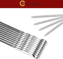 Kabob Skewers 14" Stainless Steel Long BBQ Barbecue Skewers, Flat Metal Kebob Sticks Wide Reusable Grilling Skewers for Meat Chicken, Set of 12pcs with Storage Bag by JY COOKMENT by GreenHaven Gardens