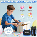 Mgaolo Upgraded Mini Karaoke Machine Toy for Kids, Portable Bluetooth Speaker with 2 Wireless Mics, Emoji & Colorful LED Lights, Home Travel & Party Play Gifts for Boys Girls (Blue) by TinyTreasures Baby Boutique