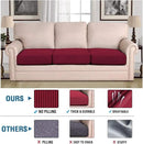 H.VERSAILTEX Super Stretch Individual Seat Cushion Covers - Sofa & Couch Cushion Slipcover Sets - Thick Jacquard Textured Twill Fabric (3 Piece XL Sofa Cushion Covers, Burgundy Red) by CozyNest Decor