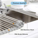 Searik Roll up Dish Drying Rack, Over The Sink Rolling Dish Drainer Rack Multipurpose Foldable Kitchen Stainless Steel Dish Rack Sink Drying Rack for Kitchen Sink Counter (17"x 15.7") by CozyNest Decor
