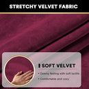 PrinceDeco Stretch Couch Cushion Covers Fitted Individual Seat Couch Slipcover Sets Velvet Fabric Soft Slip Cover for Chair Sofa Cushion Furniture Protector(Each Width Up to 29.5",Burgundy) by CozyNest Decor