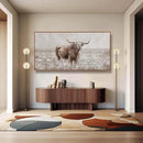 Farmhouse Highland Cow Wall Decor on Canvas with Framed Large Landscape Brown Artwork for Bedroom Living Room Office Decor 29x58 Inch by CozyNest Decor