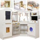 Large Wooden Corner Play Kitchen Sets with Ice Maker,Water Dispenser,Bread Maker,Washing Machine,Electronic Display,Toy Sink with Running Water,Stove with Light&Sounds, Birthday Gift for 3+Boys Girl by TinyTreasures Baby Boutique