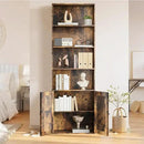 Tall Brown Wooden Bookshelf with Cabinet and Doors – 70.86" Bookcase with Doors, 6 Shelf Freestanding Tall Book Shelf for Living Room Storage, Bedroom, Home Office Organization – Brown Bookcase Wood by CozyNest Decor