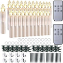 Set of 24 Ivory Flameless Window Candles, 4”H Battery Operated LED Flickering Taper Candles with Remote and Timer, Warm White Candlelight, Ideal for Chandelier/Birthday/Christmas/Party Decor by GreenHaven Gardens