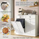 Loomie Double Tilt Out Laundry Hamper Cabinet, Hidden Laundry Cabinet with 2 Drawers & 2 Baskets, 30 Gallon Trash Can for Bathroom, Kitchen, White by CozyNest Decor