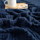 EMME Cotton Blanket Queen Size for Bed Soft Large Muslin Bed Blankets 90"x90" Lightweight Breathable All Season Gauze Blanket, Navy by CozyNest Decor