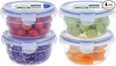 KIGI 4 PACK 20oz Plastic Round Bowls with Lid Leakproof Food Storage Container Set Small Meal Prep Containers Bento Box by TinyTreasures Baby Boutique