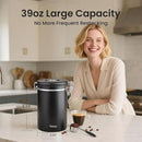 Veken Coffee Canister, 39OZ Large, Airtight Stainless Steel Food Storage Container for 2.2lbs Coffee Beans, Ground, Sugar, Tea, Flour, Rice, Cereal, Cookies Jars, Bar Accessories & Gifts, Black by CozyNest Decor