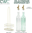 COOK WITH COLOR Glass Olive Oil Bottle Dispenser - 2 Pack- 17oz Oil and Vinegar Cruet - Olive Oil Carafe Decanter for Kitchen by CozyNest Decor