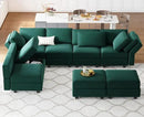 Belffin Modular Sectional Sofa with Storage Chaises Sectional Sleeper Sofa Couch 8 Seat Sectional Bed Green by CozyNest Decor