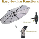 Sunnydaze Outdoor Patio Umbrella - Polyester Table Market Umbrella with Push-Button Tilt and Crank - 8 Sturdy Ribs - Catalina Beach Stripe - 9ft by GreenHaven Gardens