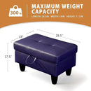 Ottoman Rectangular Storage Ottoman Bench, Faux Leather Footrest, Coffee Table, Stool Footstool with Hinged Lid for Living Room, Bedroom, Entryway, Blue, 28.5"x19"x17.5" by CozyNest Decor