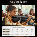 3/4 Violin Kit, Beginner Violin for Kids, Students, Complete Kids Violins Set with Case, Bow, Rosin, Ideal for Kids Violinss Beginner Ages 9-12, Black by TinyTreasures Baby Boutique