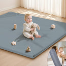 Baby Play Mat 47x47 Inches, Extra Thick 1.2" Foam Floor Mat for Tummy Time & Crawling, Waterproof Non-Slip Faux Leather Playpen Mat for Infants Toddlers, Indoor Outdoor Gym Activity, Blue by TinyTreasures Baby Boutique