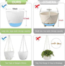 10 inch Self Watering Hanging Planters, 2 Pack Hanging Baskets for Indoor Outdoor Plants, Hanging Flower Pots with Drainage Holes and 2 Kinds of Plant Hangers for Garden Decor, Speckled White by CozyNest Decor
