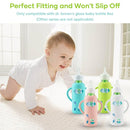 4 Pack Silicone Sleeves for Dr. Brown's Glass Baby Bottles, Anti Breakage Durable Baby Bottle Holder with Easy Grip Handles, Narrow Sleeve with a Cutout, Dishwasher/Freezer/Microwave Safe, 8 oz by TinyTreasures Baby Boutique