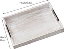 Ottoman Tray Large Serving Trays Farmhouse Decor Wooden Coffee Table Platter with Handles White Tray for Bed Kitchen Living Room 19 * 14Inch by CozyNest Decor