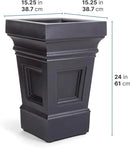 Step2 Atherton Square Planter, Large Planters for Outdoor Plants, Gardening and Flower Pot for Patio or Porch, Efficient Drainage, Durable Plastic, Onyx Black by CozyNest Decor