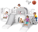 JOYLDIAS 10 in 1 Toddler Slide, Double Kid Climber Slide Playset w/Swing, Basketball Hoop, Telescope, Tunnel, Storage Space and Non-Slip Steps, Indoor Outdoor Backyard Playground Toy for Toddlers by TinyTreasures Baby Boutique