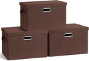 Large 17" 36 Quart Collapsible Stackable Storage Bins with Lids, 3 Packs Dark red Foldable Fabric Closet Storage Boxes with Lids, Heavy-duty Linen Cube Baskets(17x12x11) by TinyTreasures Baby Boutique