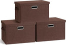 Large 17" 36 Quart Collapsible Stackable Storage Bins with Lids, 3 Packs Dark red Foldable Fabric Closet Storage Boxes with Lids, Heavy-duty Linen Cube Baskets(17x12x11) by CozyNest Decor